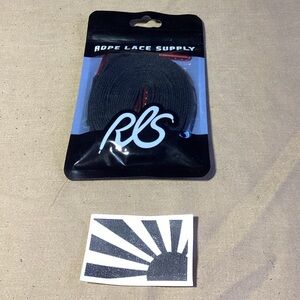 Rope Lace Supply Flat Black Red Metal Tips 63 inch